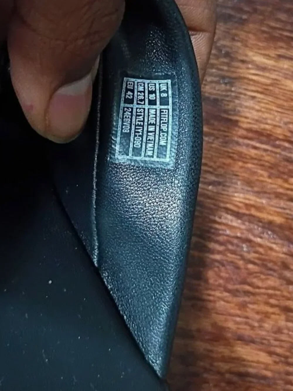FitFlop Womens Lulu Toe Post Sandals Size 10 Black Leather Comfort - Picture 4 of 8
